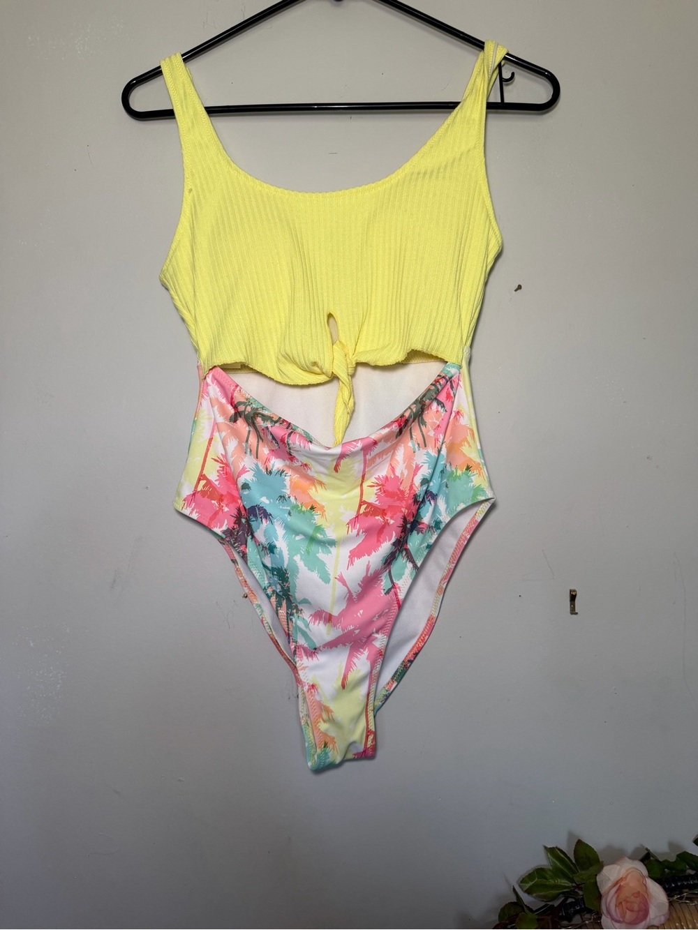 Revamped Yellow & Pastel Tropical One-Piece Swimsuit